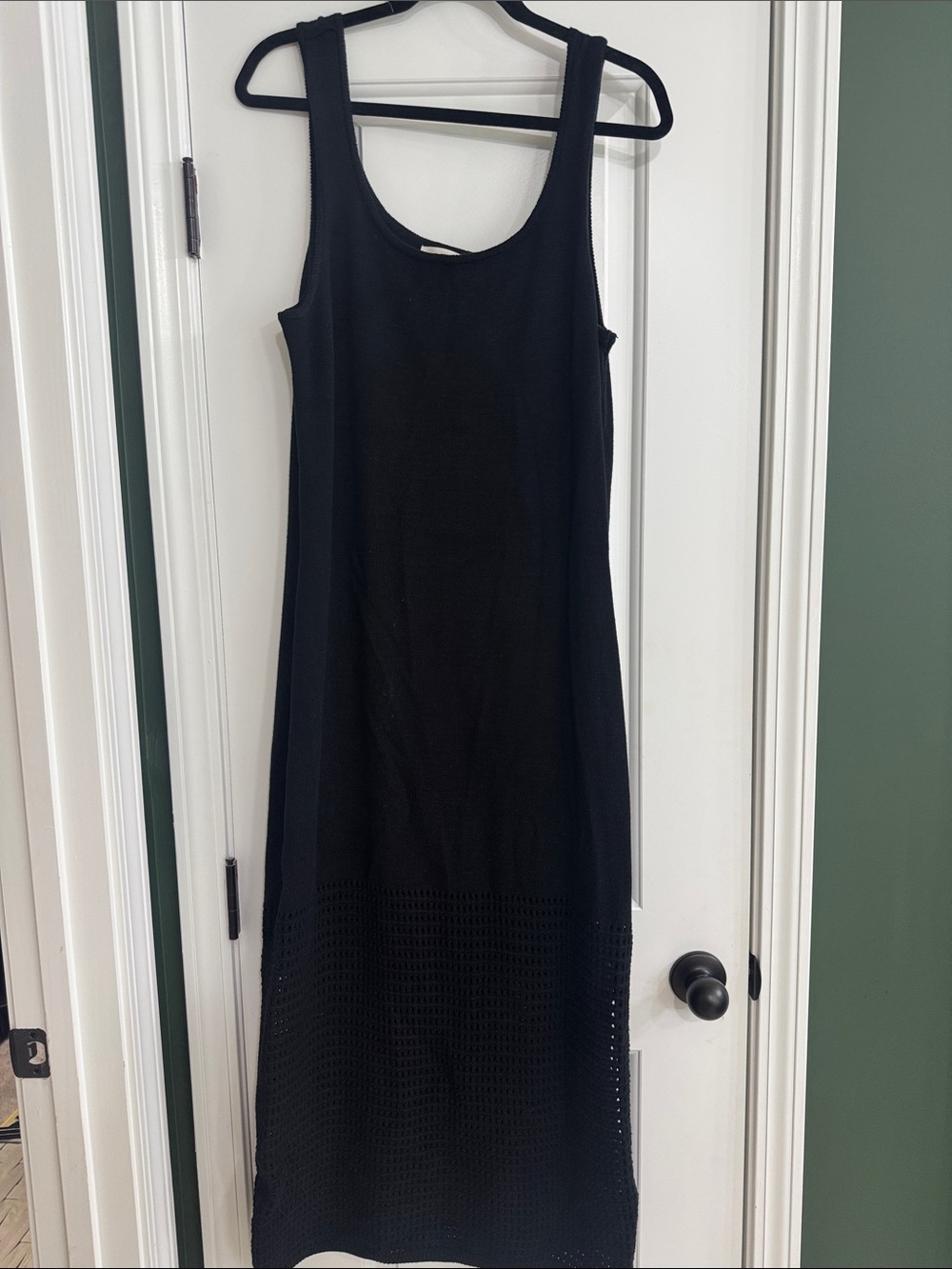 Classic Black Sleeveless Maxi Dress with Crochet Hem